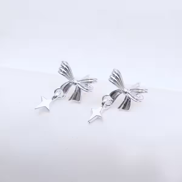 925銀針&times;蝴蝶結閃光芒&times;耳環