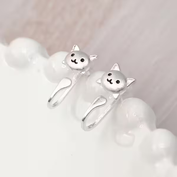 925銀針&times;小貓賣萌&times;後掛式耳環