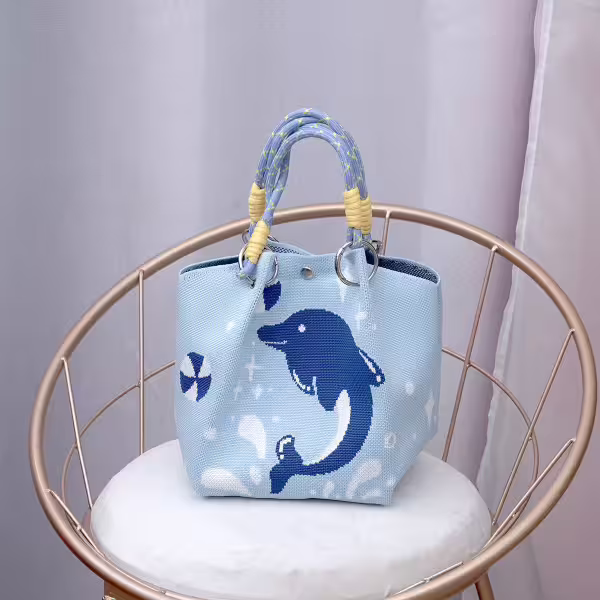 藍色海豚&times;針織手提袋