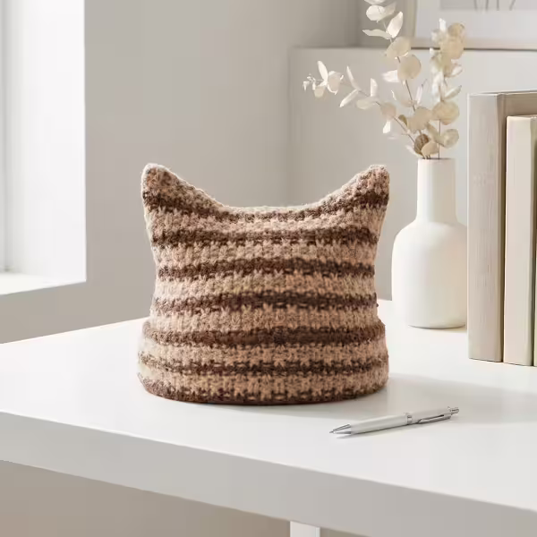 小惡魔&times;針織帽&times;棕咖線條