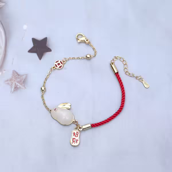 平安納福小兔&times;紅繩手鍊