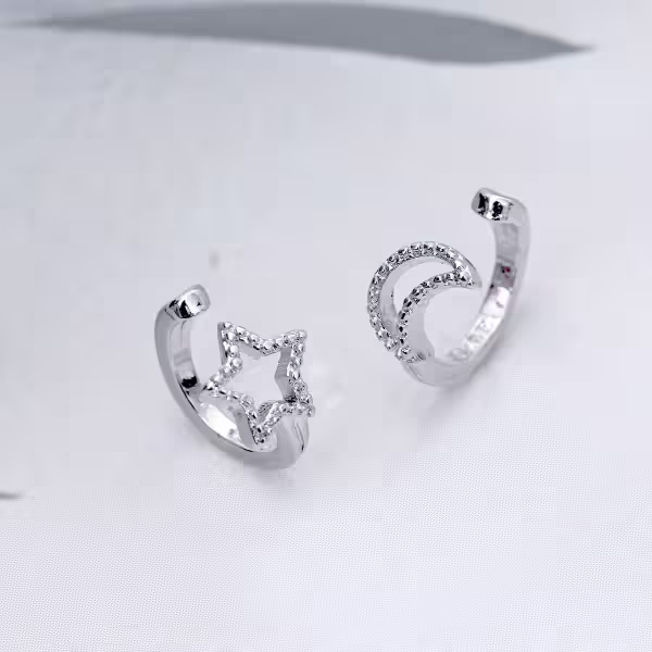 星與月&times;U型耳骨夾