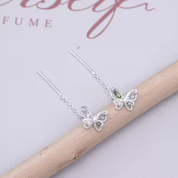 925銀針&times;蝴蝶彩晶&times;耳線
