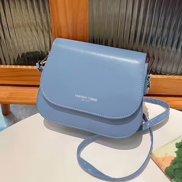 時尚掀蓋馬鞍包&times;斜背包&times;藍色