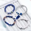 波西米亞字母翅膀流蘇&times;四套件串珠手環組&times;藏藍-第3張