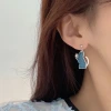 炫藍貓咪蝴蝶結星星×不對稱蚊香盤U型耳夾-第6張