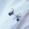 炫藍貓咪蝴蝶結星星×不對稱蚊香盤U型耳夾-第3張