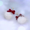 雪花紅絨毛球×吊墜耳環-第2張