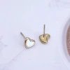 鋼飾×白色愛心×耳釘×金色-第4張