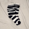 雙層條紋假兩件×中筒襪×黑白-第1張