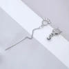 925銀針&times;貓眼石貓臉腳掌&times;不對稱吊墜耳環-第1張