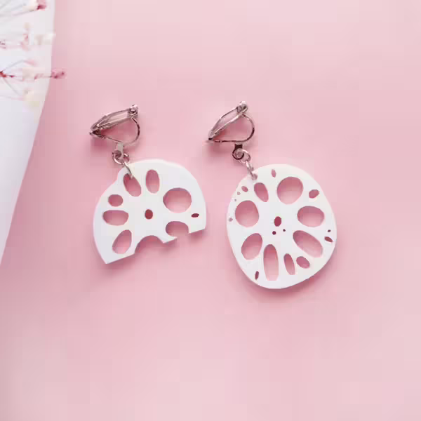 蓮藕片鏤空×不對稱三角耳夾-第1張