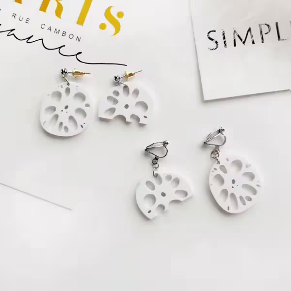 蓮藕片鏤空×不對稱三角耳夾-第2張