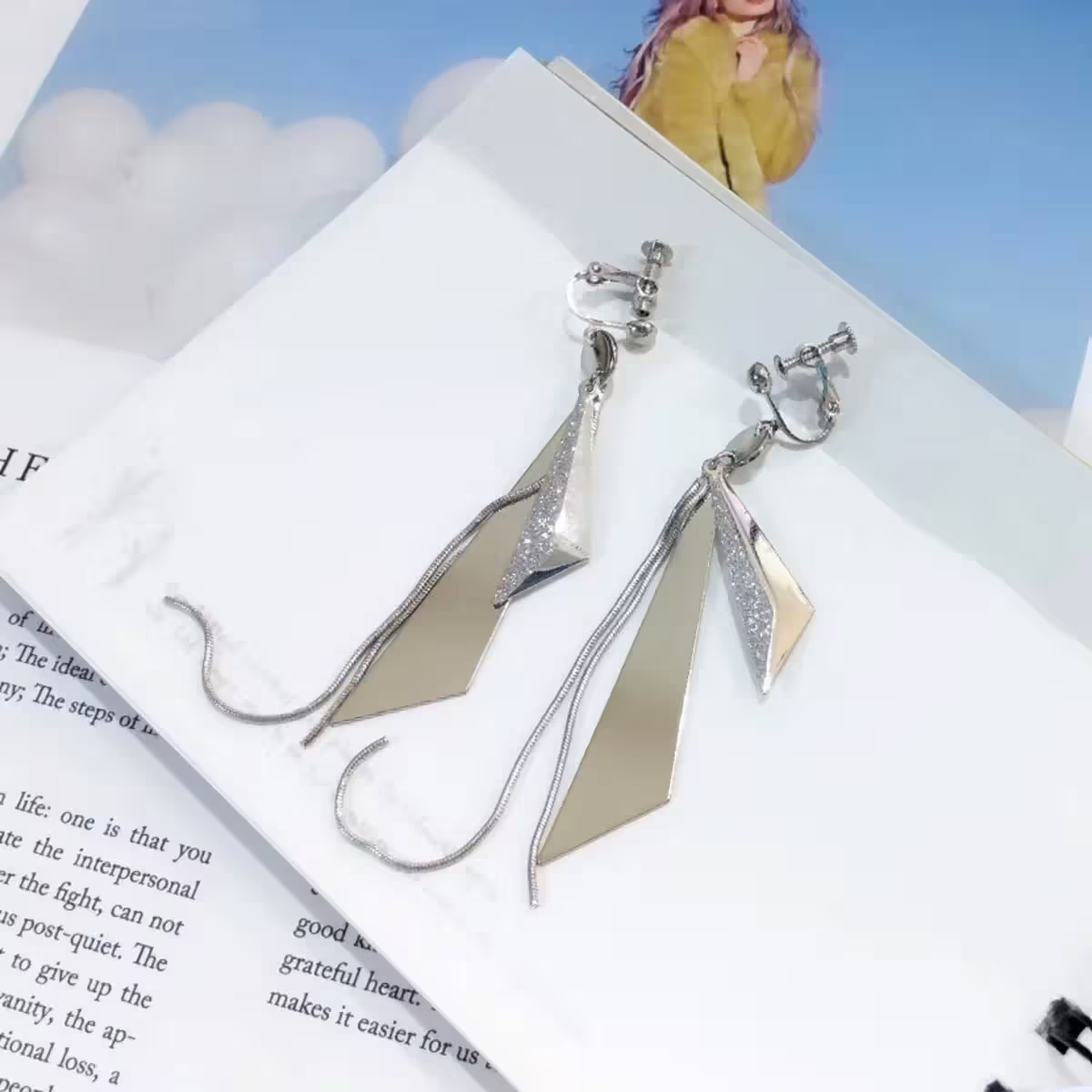 金屬雙層三角片×螺旋耳夾-第2張