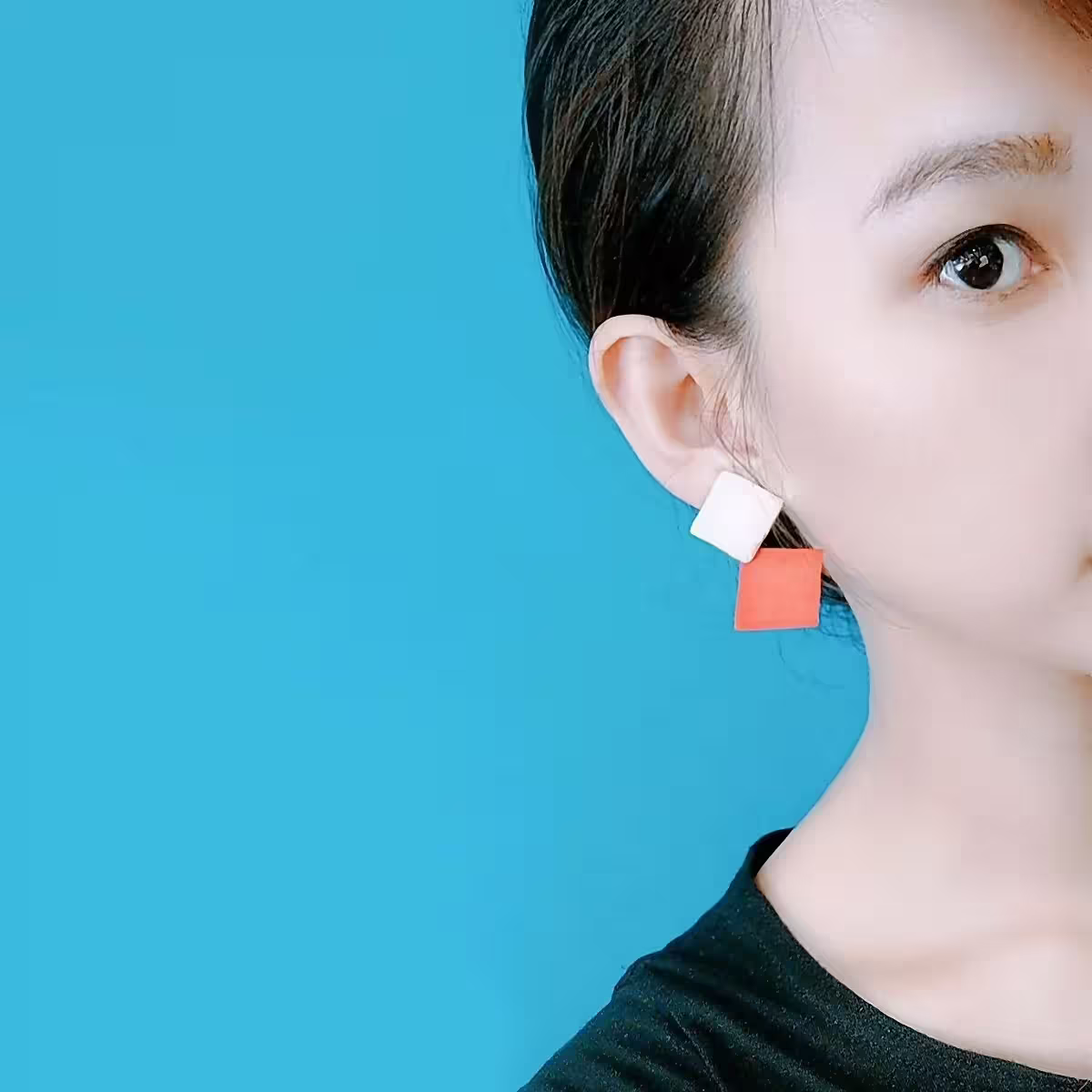 磨砂撞色雙菱形×軟墊三角耳夾-第5張