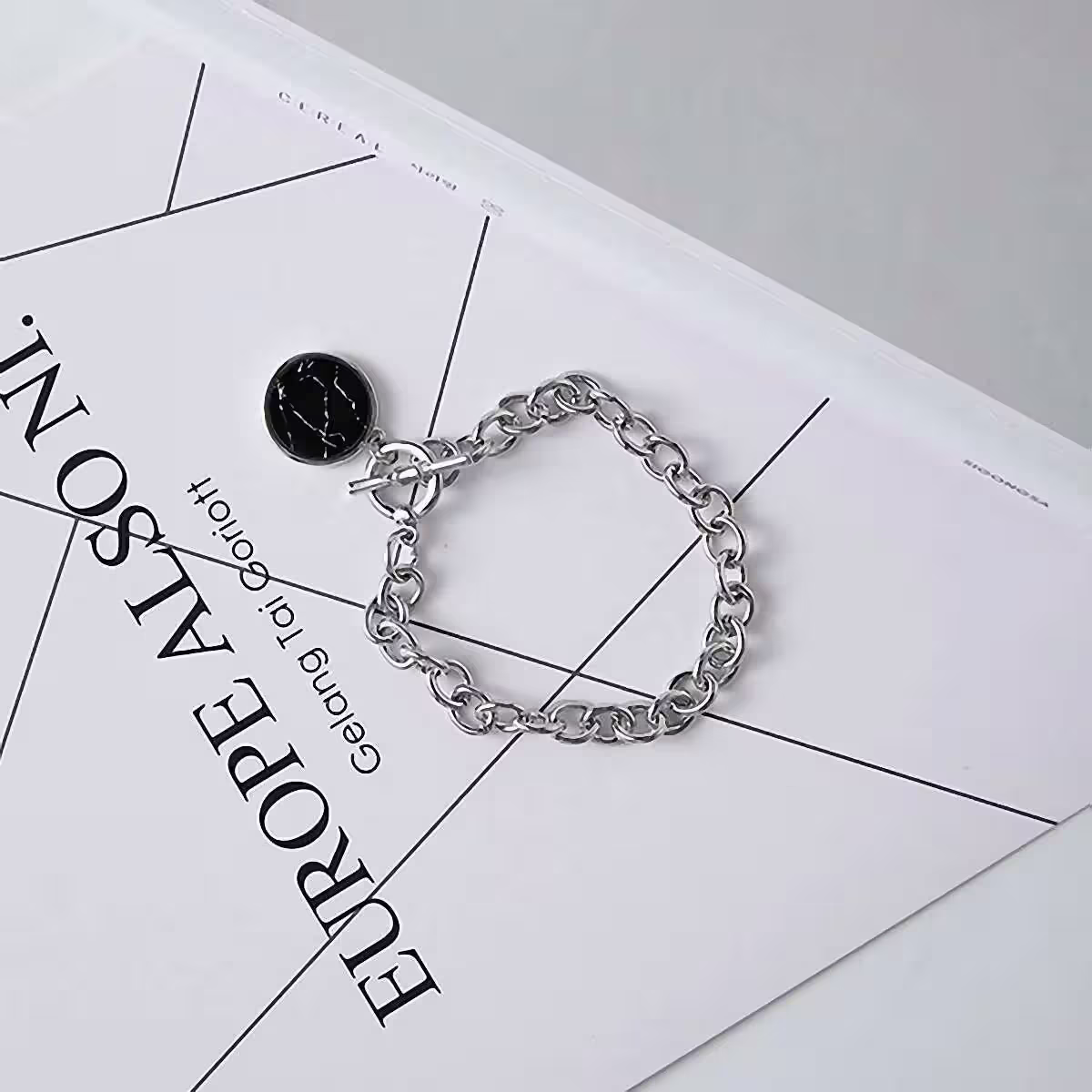 個性黑色大理石×手鍊-第1張