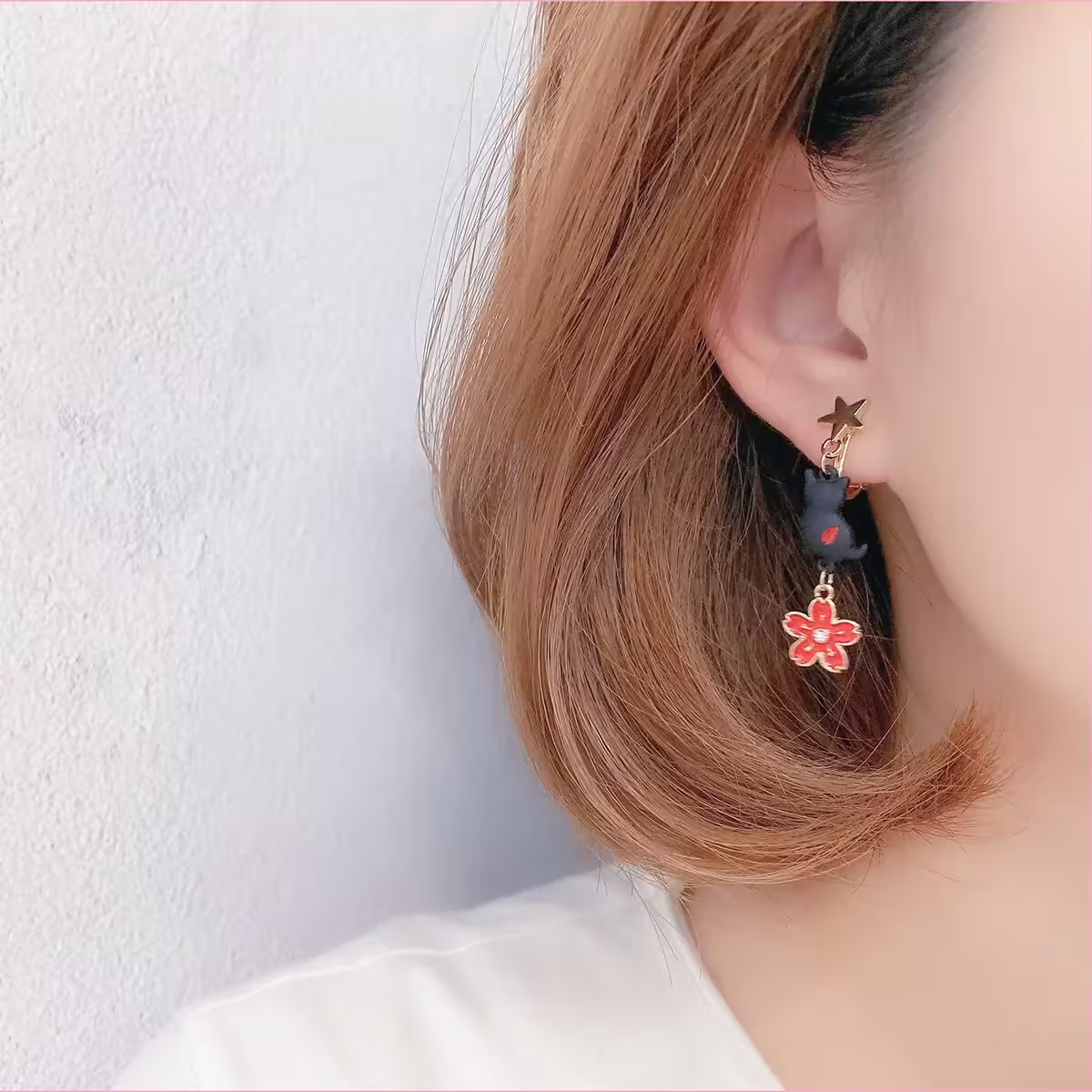 黑貓紅櫻流蘇×不對稱螺旋耳夾-第3張