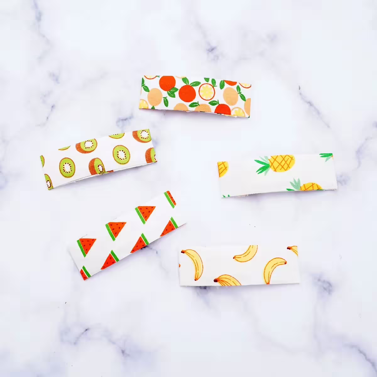 水果塗鴨布藝×五套件BB髮夾組-第1張