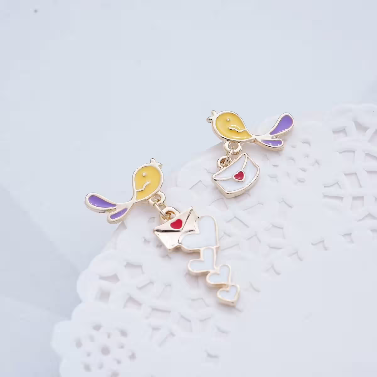 捎來幸福的送信鳥×不對稱吊墜耳環×共二色-第4張