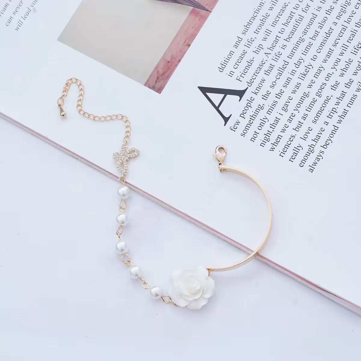 法式白玫瑰晶鑽蝴蝶&times;手鍊-第2張