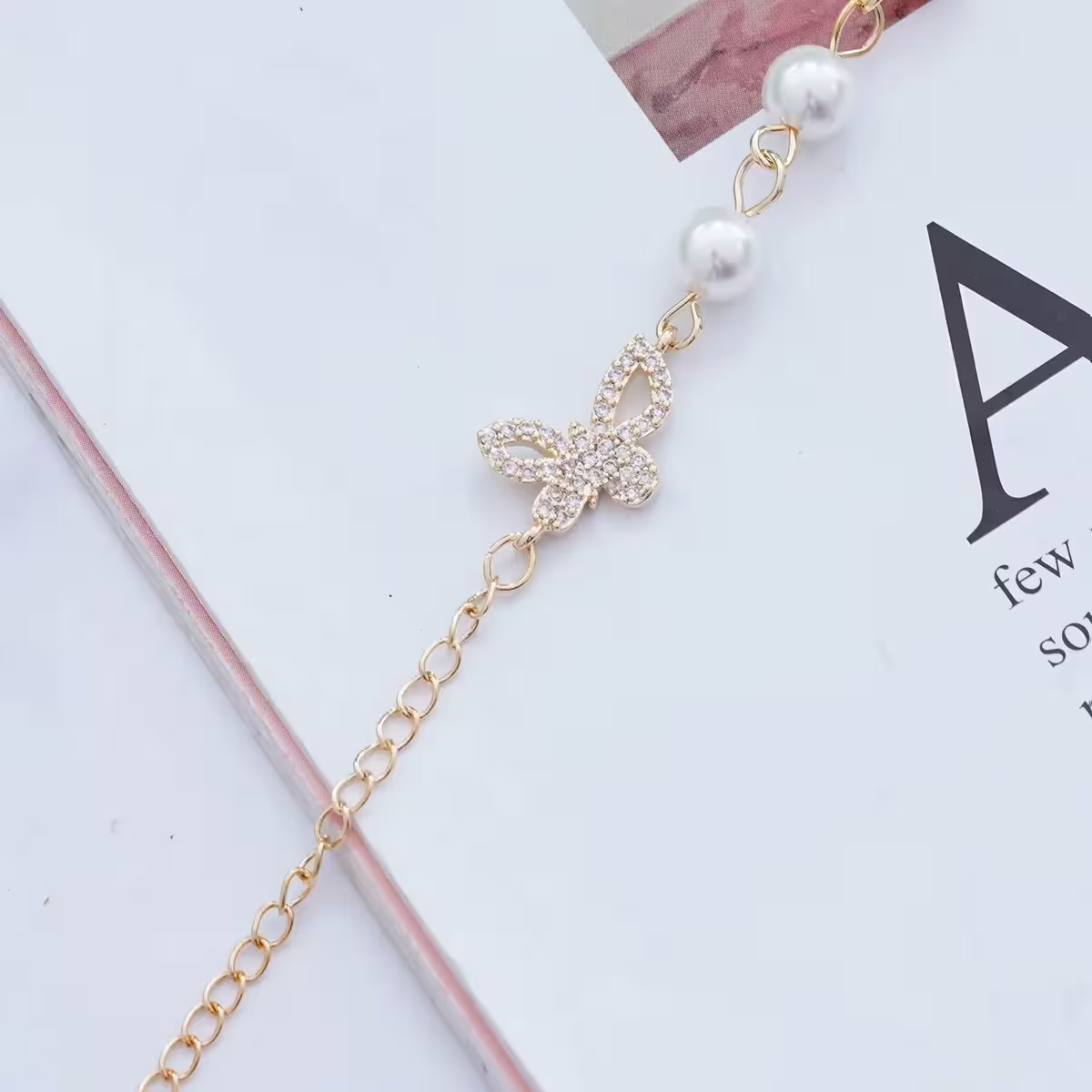 法式白玫瑰晶鑽蝴蝶&times;手鍊-第3張