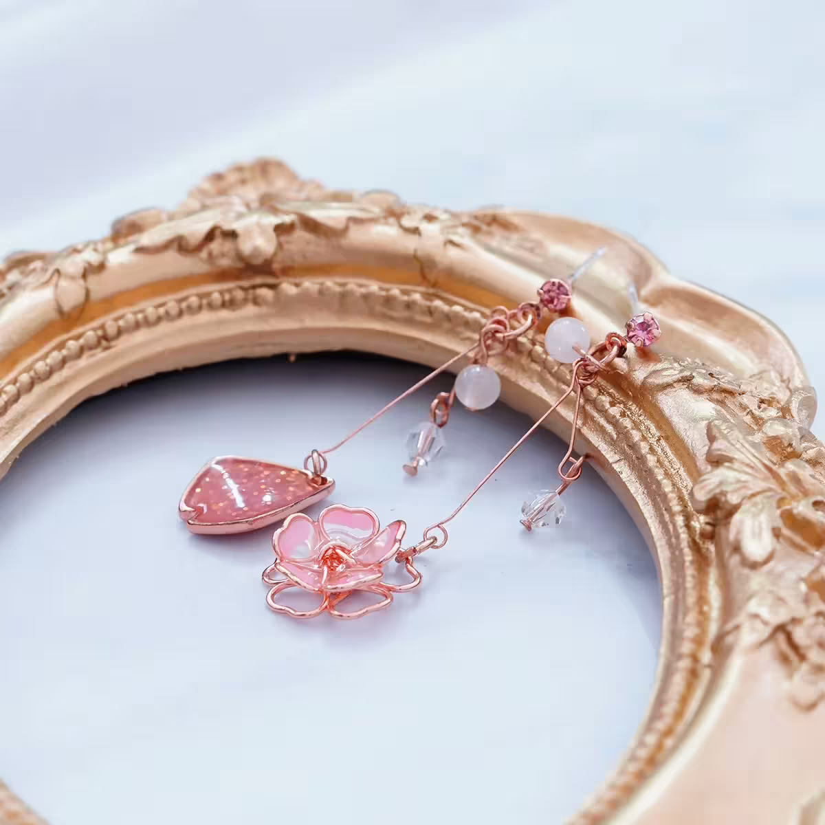 漫舞粉櫻花瓣×不對稱吊墜耳環-第3張