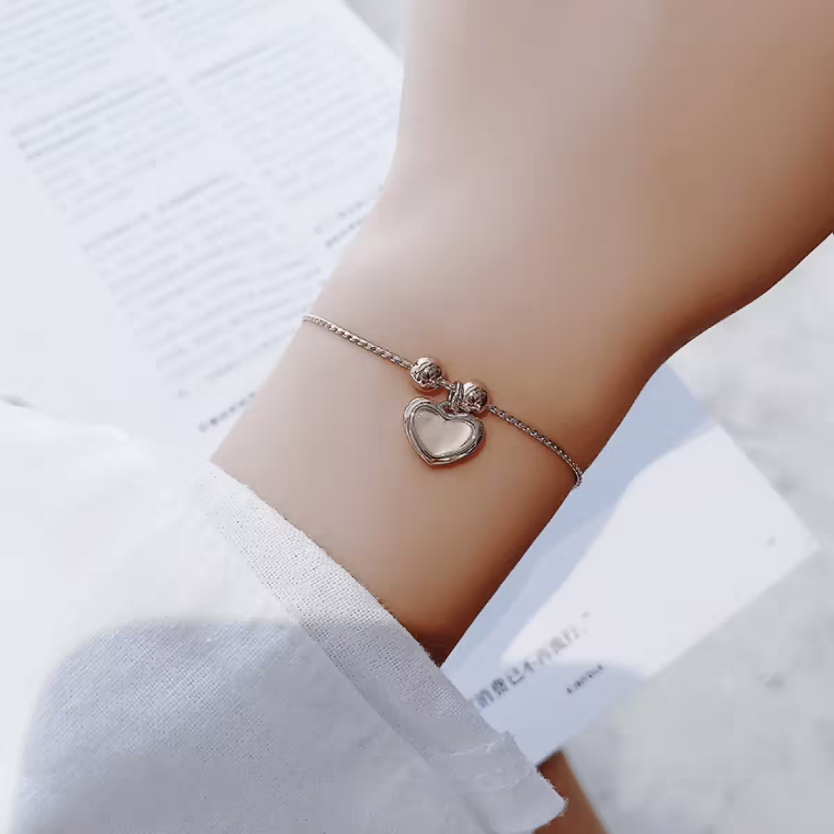 白色愛心×抽拉手鍊-第2張