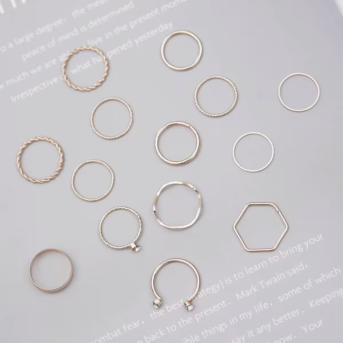 六角冷淡簡約細環&times;十四套件戒指組-第2張