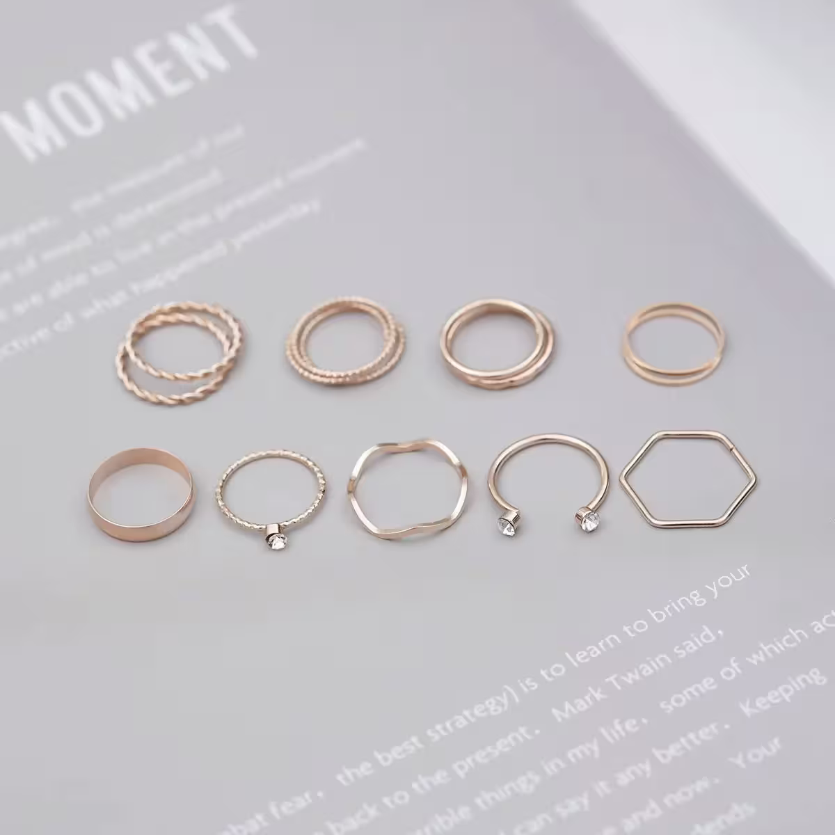 六角冷淡簡約細環&times;十四套件戒指組-第3張