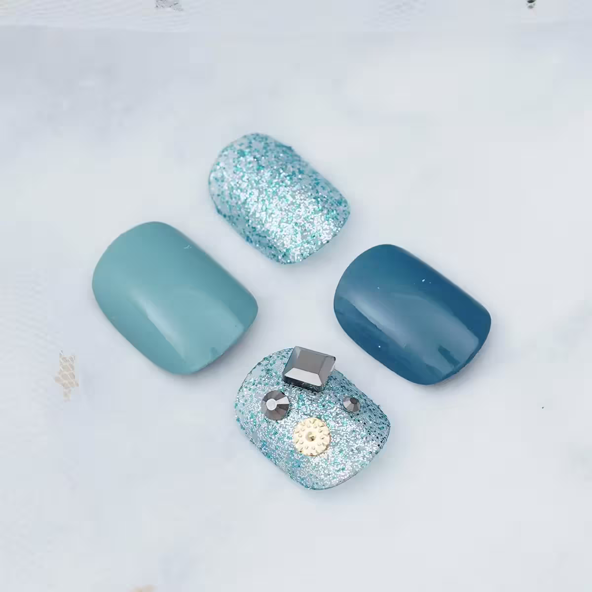 藍蔥晶鑽亮面&times;穿戴式手指甲片&times;二十四入 -第5張