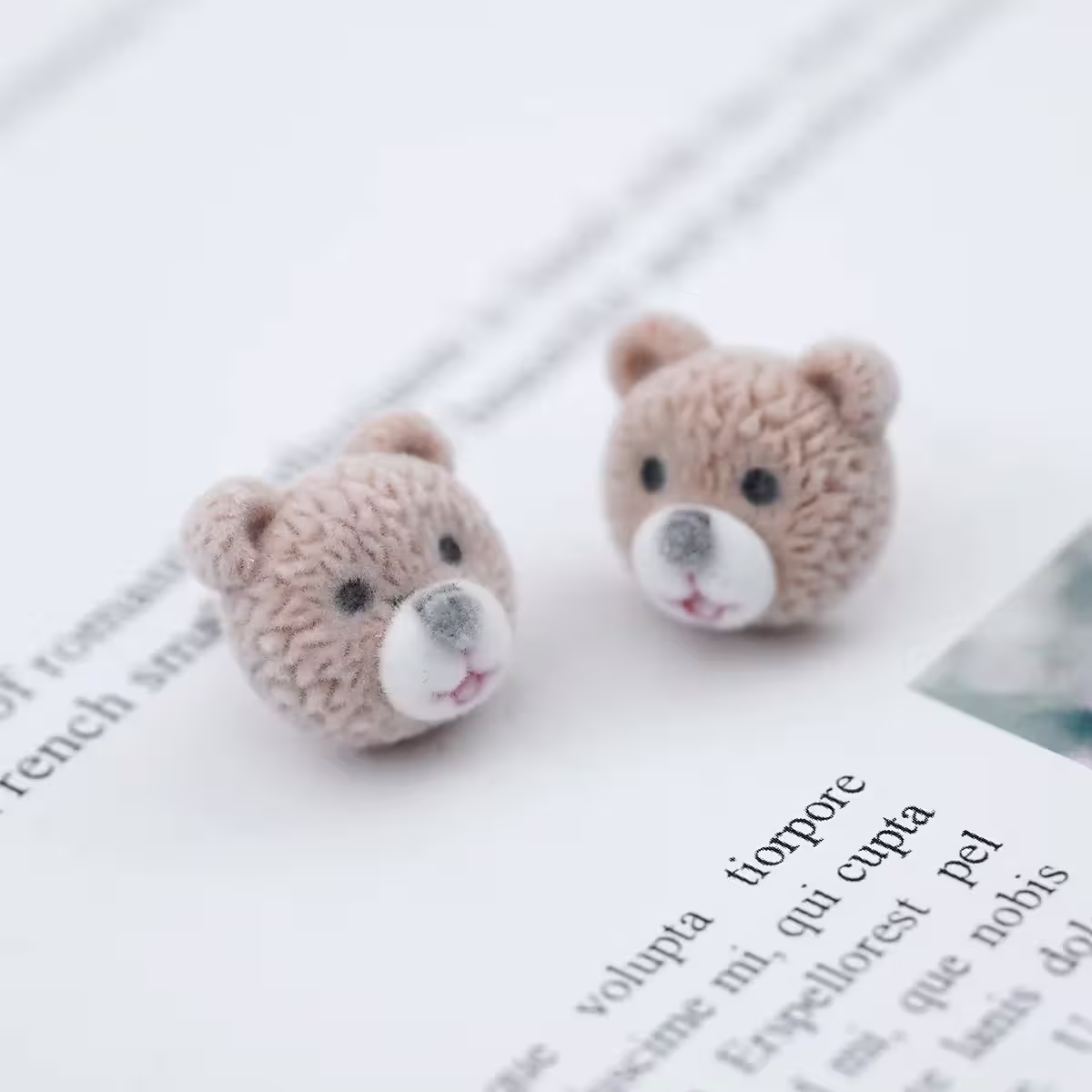 絨布小熊熊&times;吊墜耳環-第1張