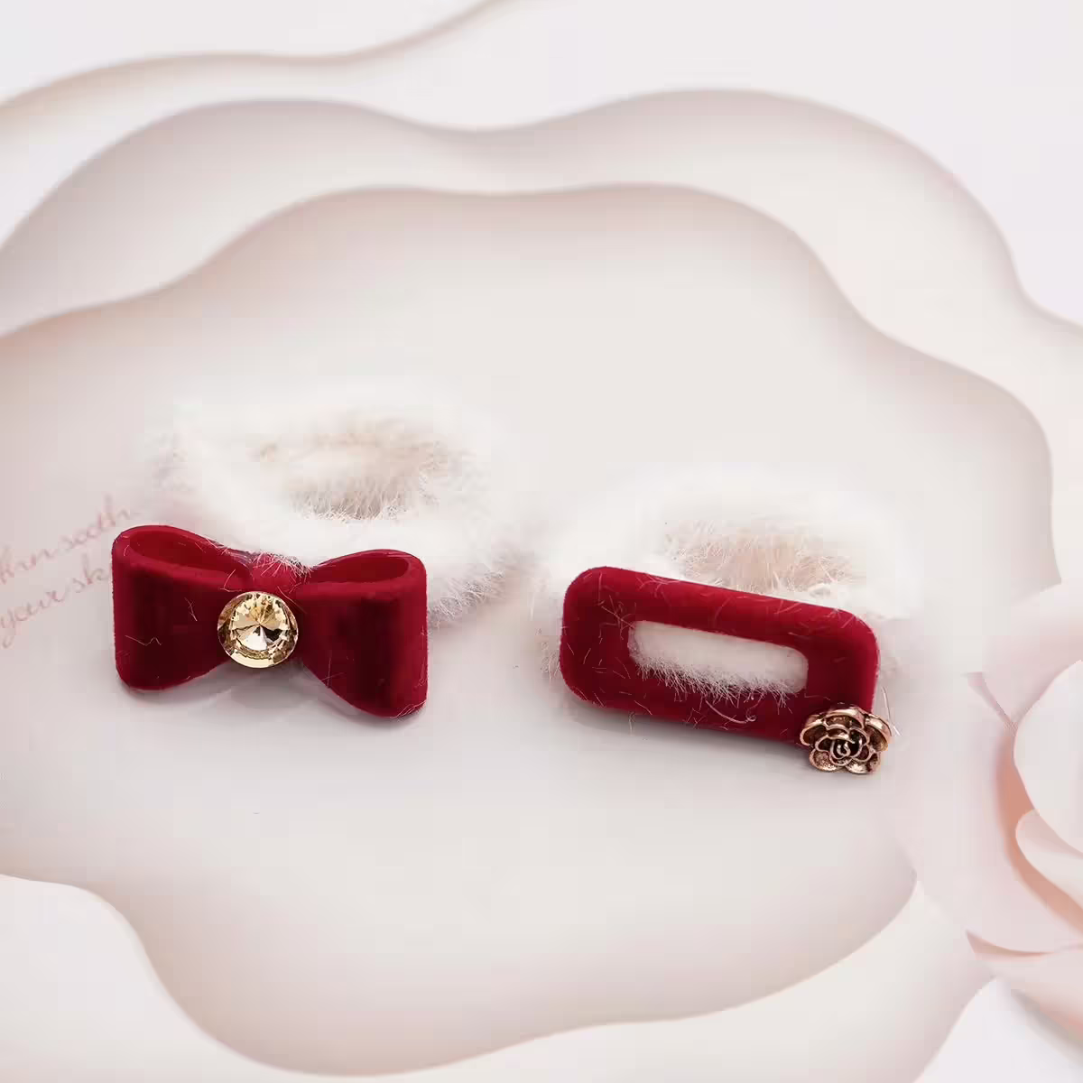 白絨毛愛心星星小花×七套件髮束組-第4張