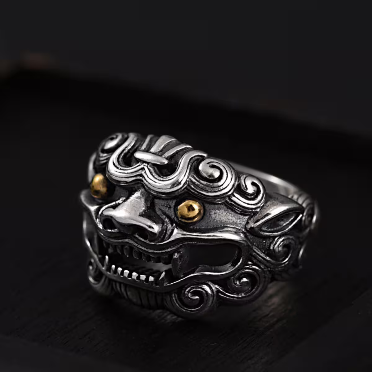 中式×復古×開口笑×唐獅×開口戒指-第2張