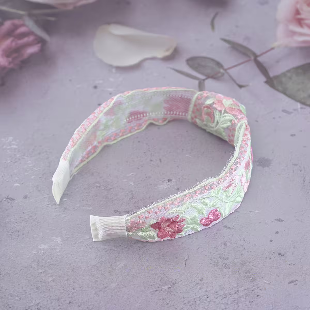 扭結綠意紅花刺繡×髮箍-第2張