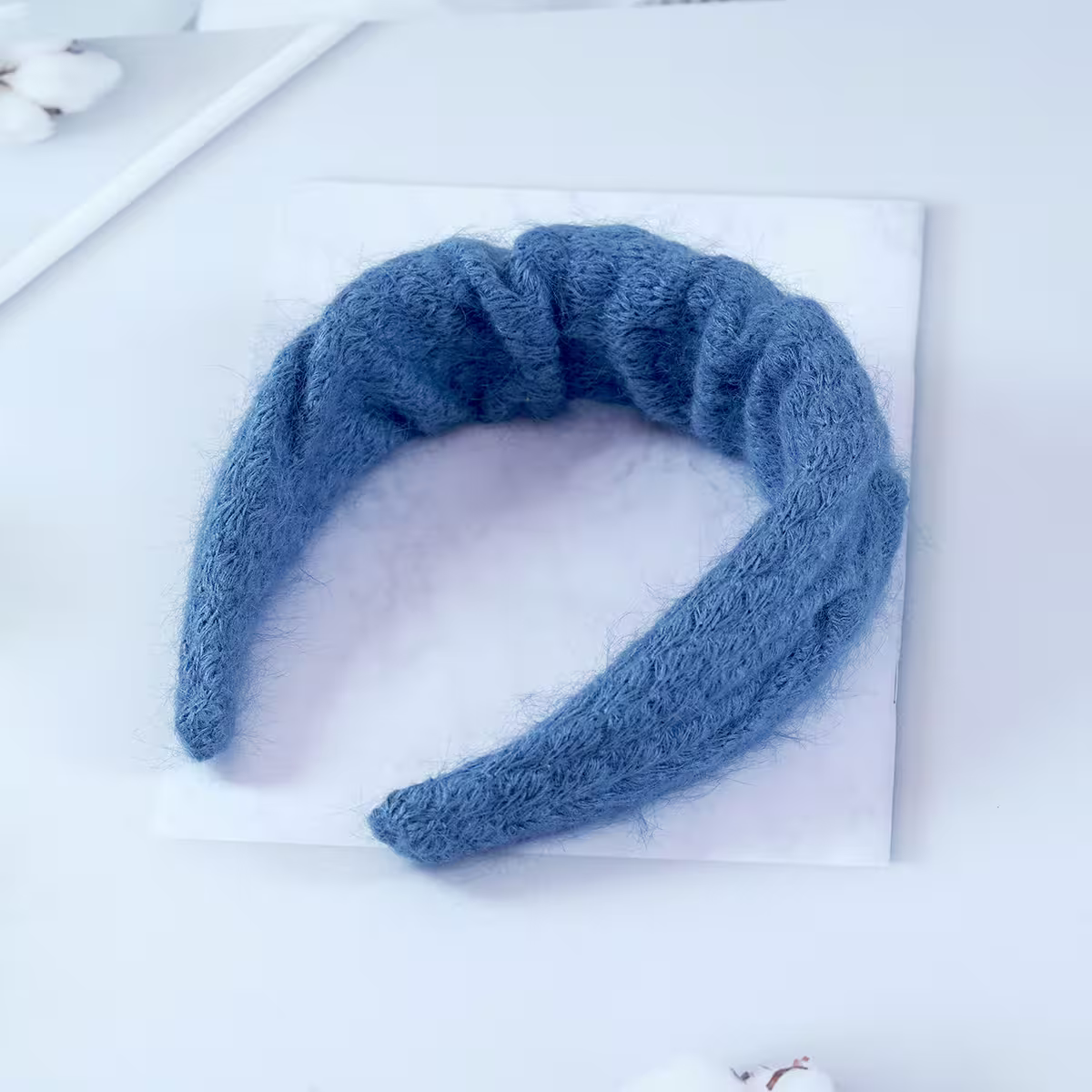 克萊因藍毛衣布×髮箍-第1張