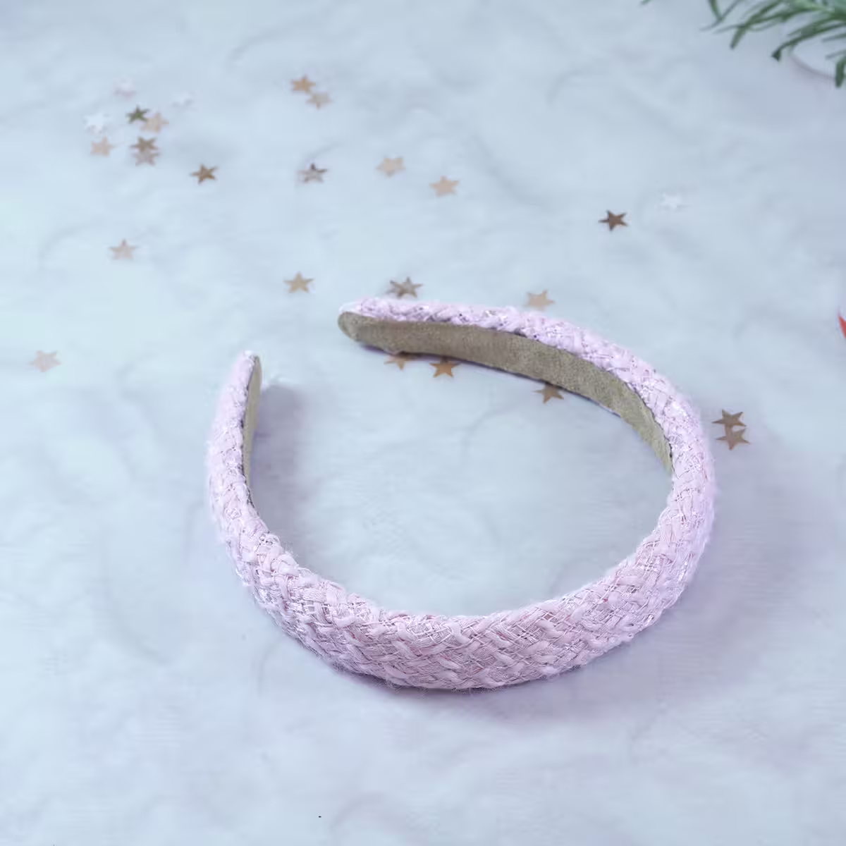 素面粉紅毛呢×髮箍×共二色-第4張