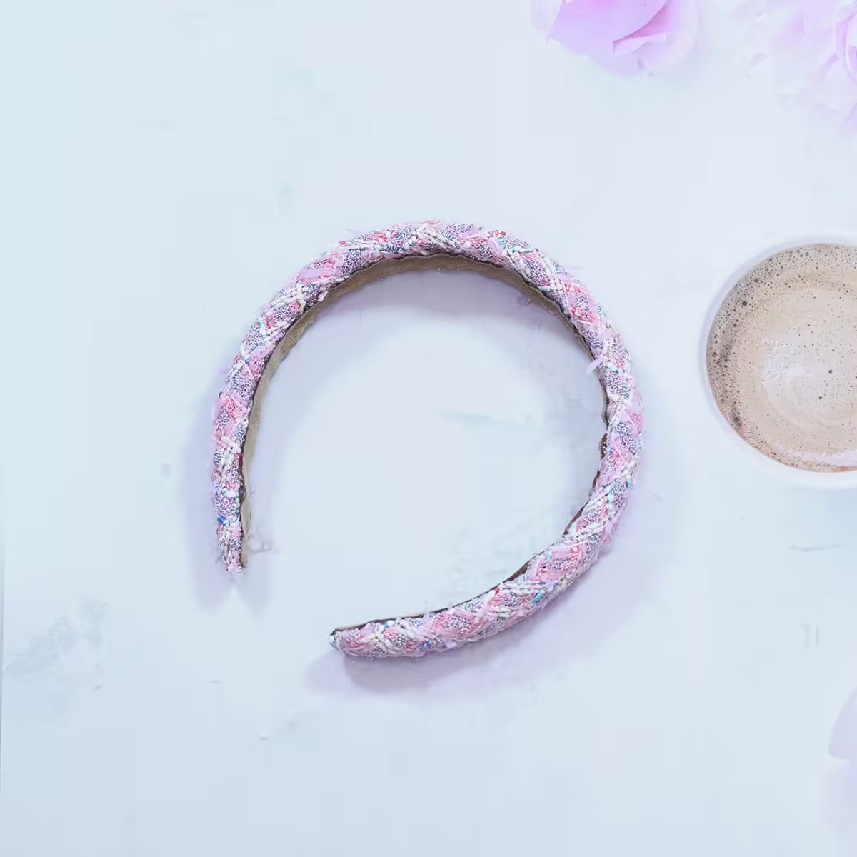 繽彩粉紅小香風毛呢×髮箍-第3張