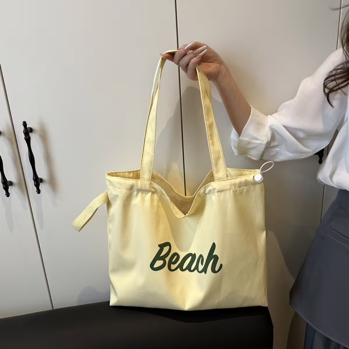 尼龍字母沙灘包×肩背包×黃色-第2張