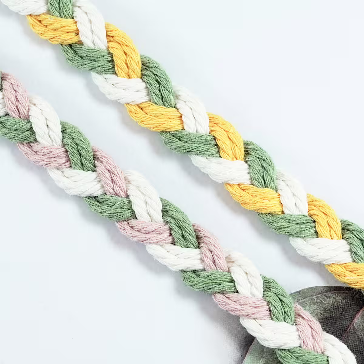 粗麻辮小花朵×手機單勾掛脖吊繩×粉綠-第5張