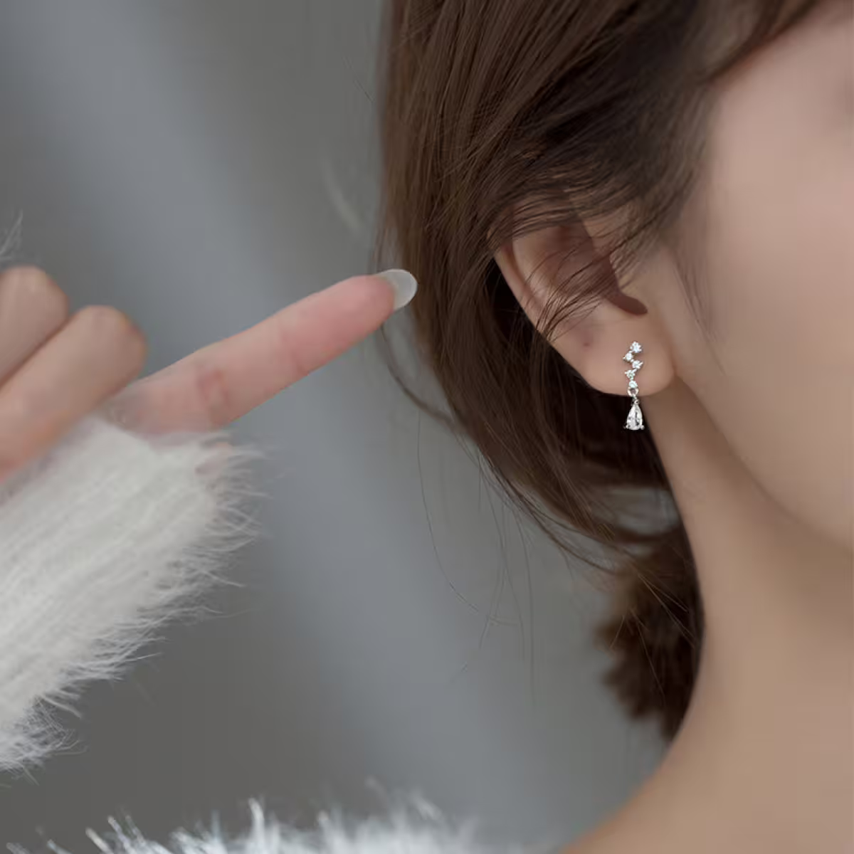 法式小水滴晶鑽×吊墜耳環-第6張