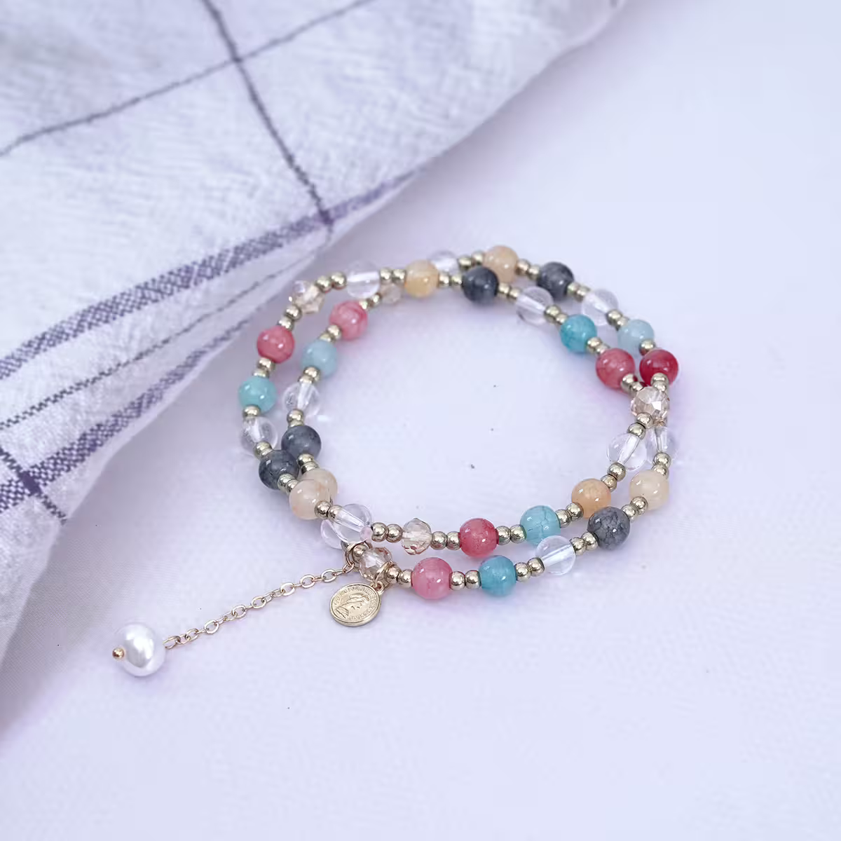 古幣雙層水晶×串珠手鍊×彩色-第2張