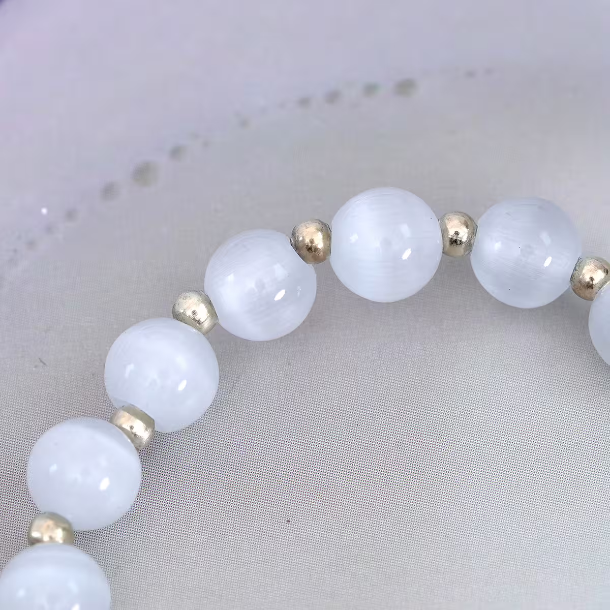 白貓眼石招財貓×固定式串珠手鍊-第5張
