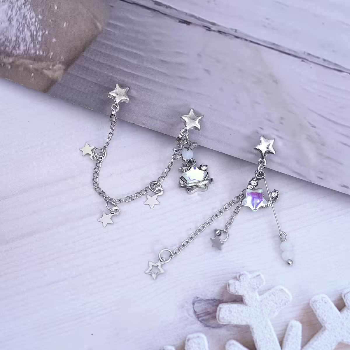 流星趕月×耳骨三角耳夾-第1張