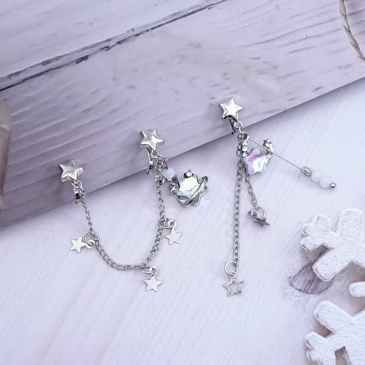 流星趕月×耳骨三角耳夾-第2張