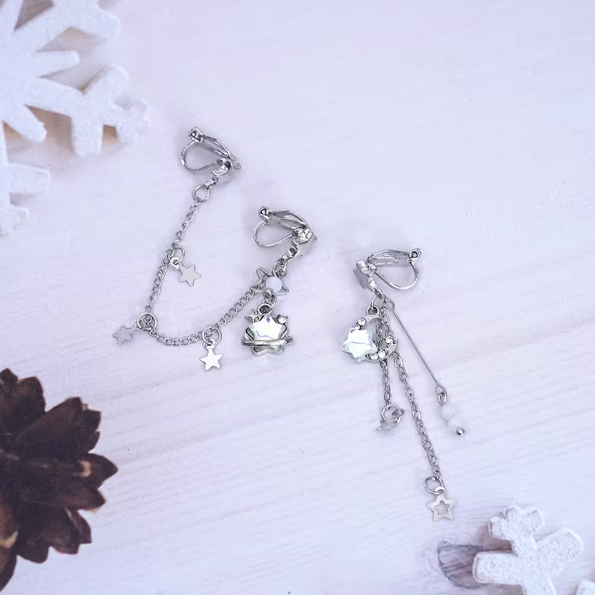 流星趕月×耳骨三角耳夾-第3張