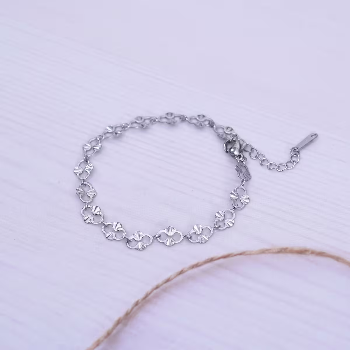 316鋼飾×香吻壓花紋 ×手鍊×銀色-第1張