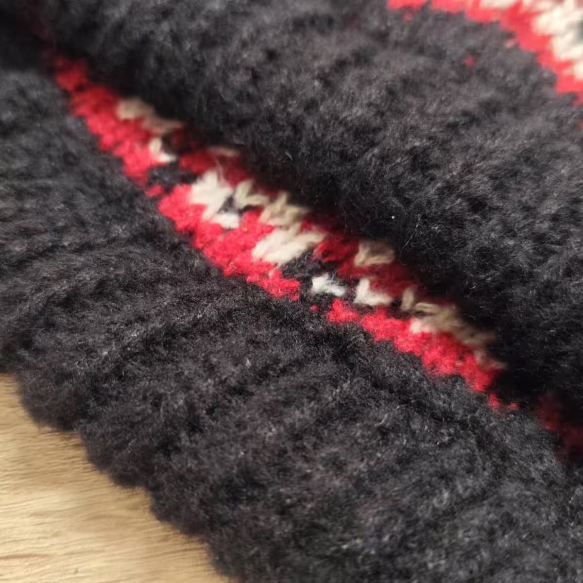 費爾島毛線格紋×毛帽×黑紅-第3張