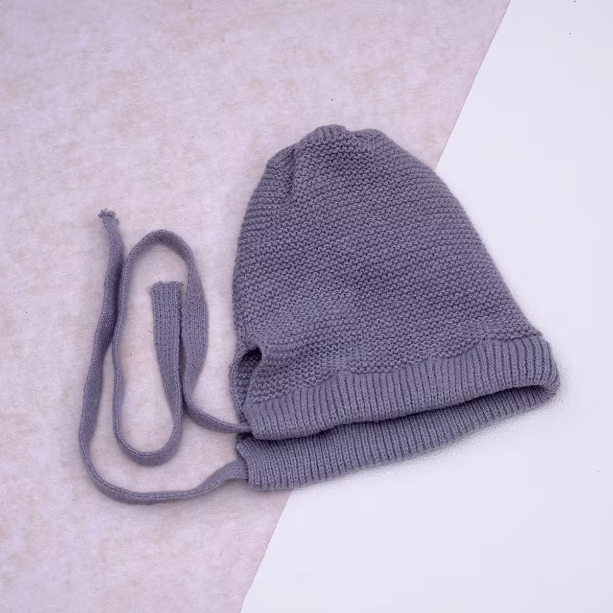 素色毛線綁帶×毛帽×灰色-第2張
