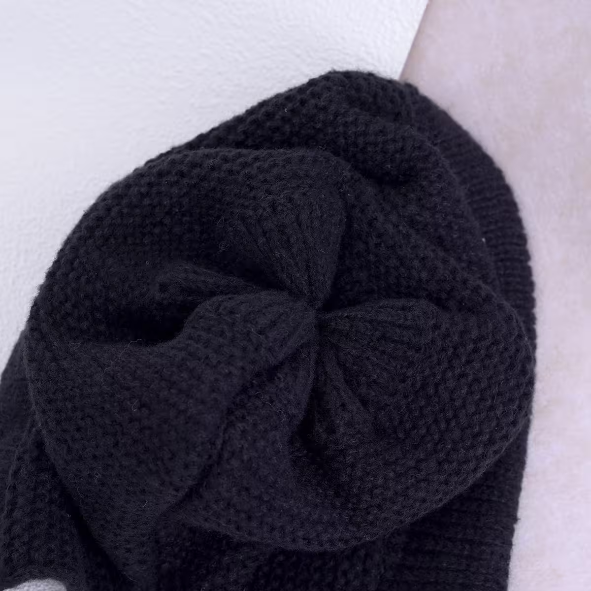 素色毛線綁帶×毛帽×黑色-第3張