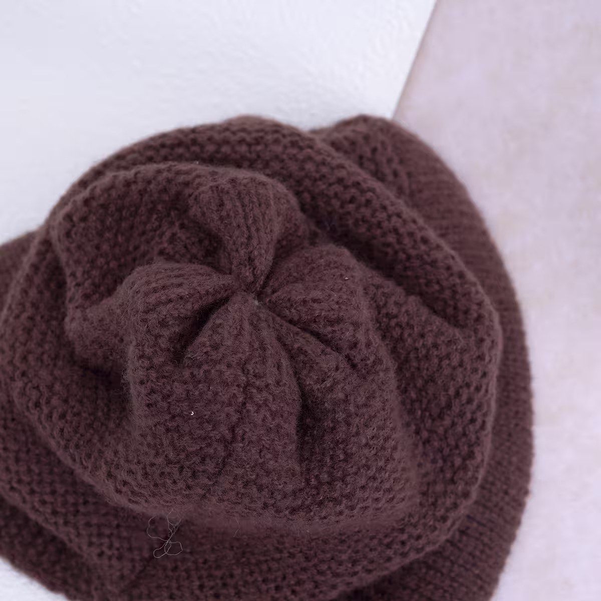 素色毛線綁帶×毛帽×棕咖-第3張